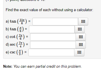 Solved Find the exact value of each without using a | Chegg.com