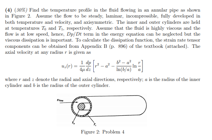 Solved (4) (30%) Find the temperature profile in the fluid | Chegg.com