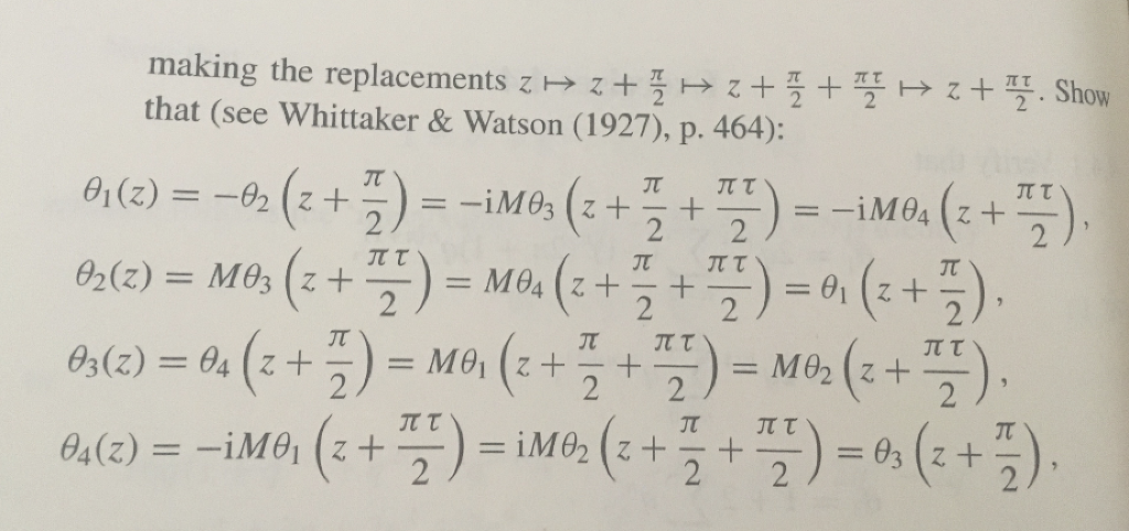 JACOBI ELLIPTIC FUNCTIONS ; THETA FUNCTION - COMPLEX | Chegg.com