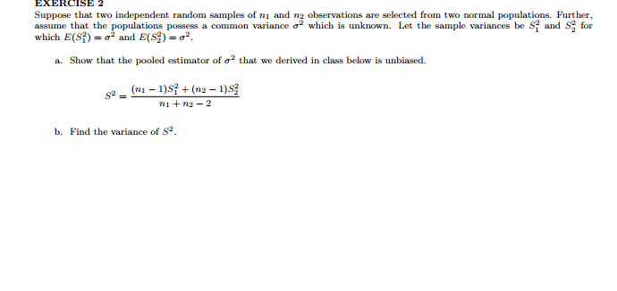 Solved Suppose That Two Independent Random Samples Of N1 And | Chegg.com