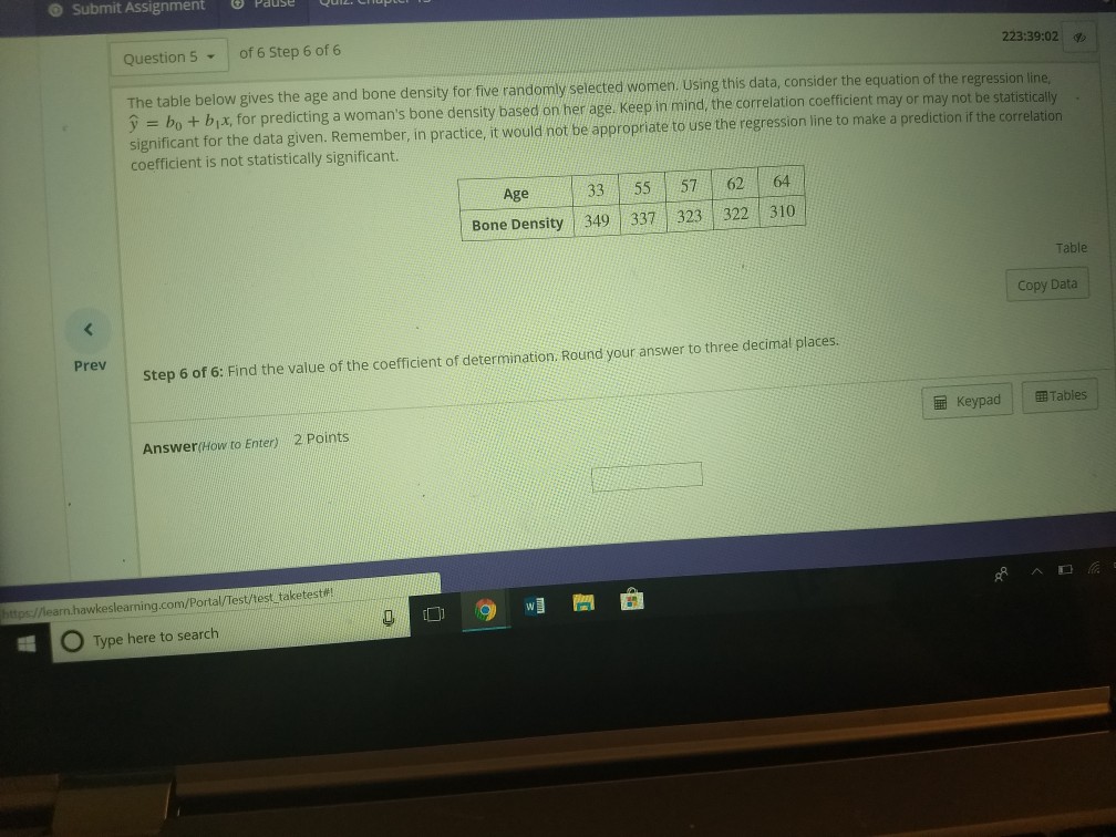 Solved Question S of 6 Step 1 of 6 223:40:44 The table below | Chegg.com