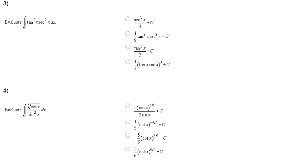 evaluate integral sec 2 x 3 tan x