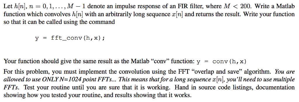 Solved Let h[n], n-0, 1, . . . , M-1 denote an impulse | Chegg.com