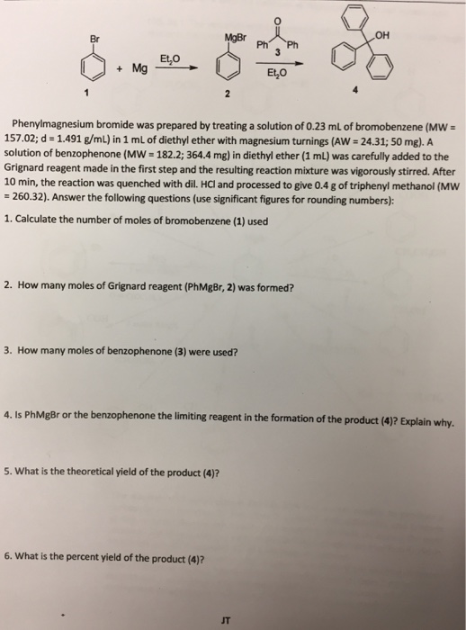 Solved Phenylmagnesium bromide was prepared by treating a