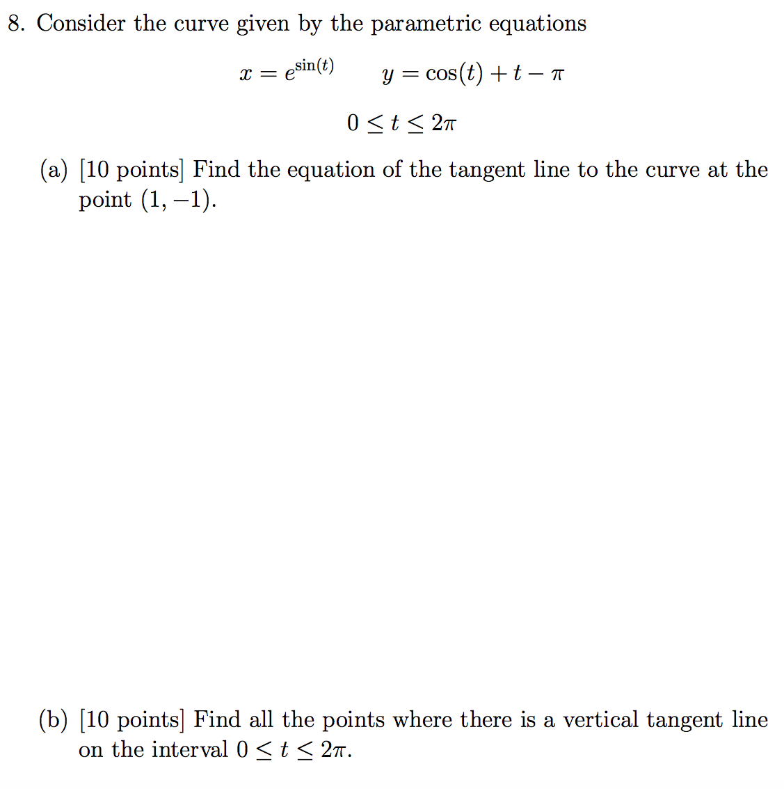 Solved Consider the curve given by the parametric equations | Chegg.com