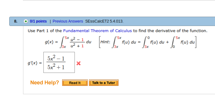 the fundamental theorem of calculus homework