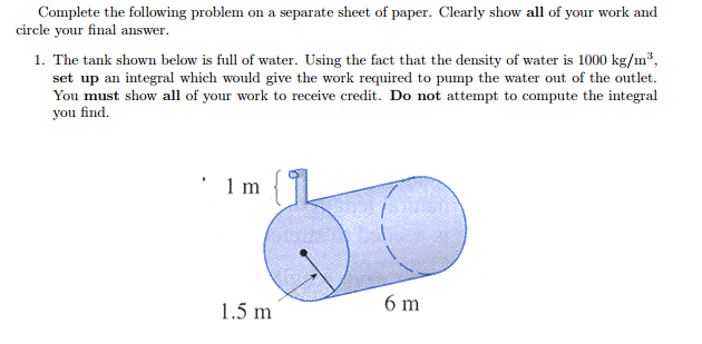 Solved Complete the following problem on a separate sheet of | Chegg.com
