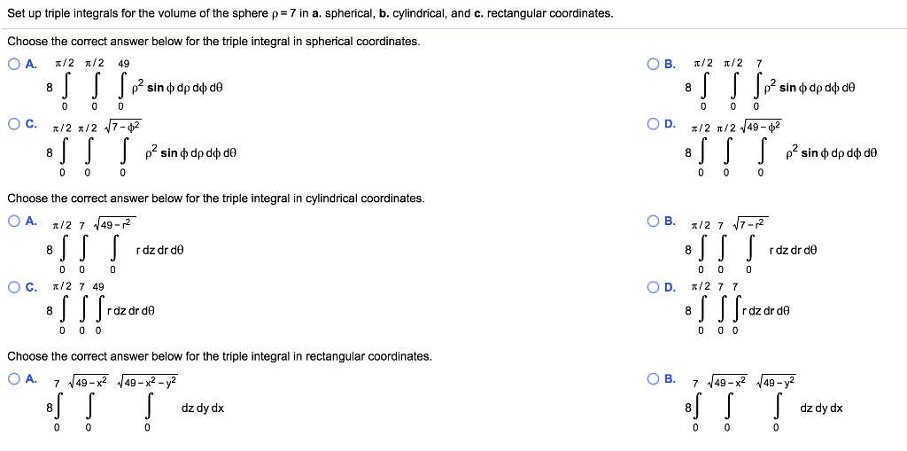 solved-set-up-triple-integrals-for-the-volume-of-the-sphere-chegg