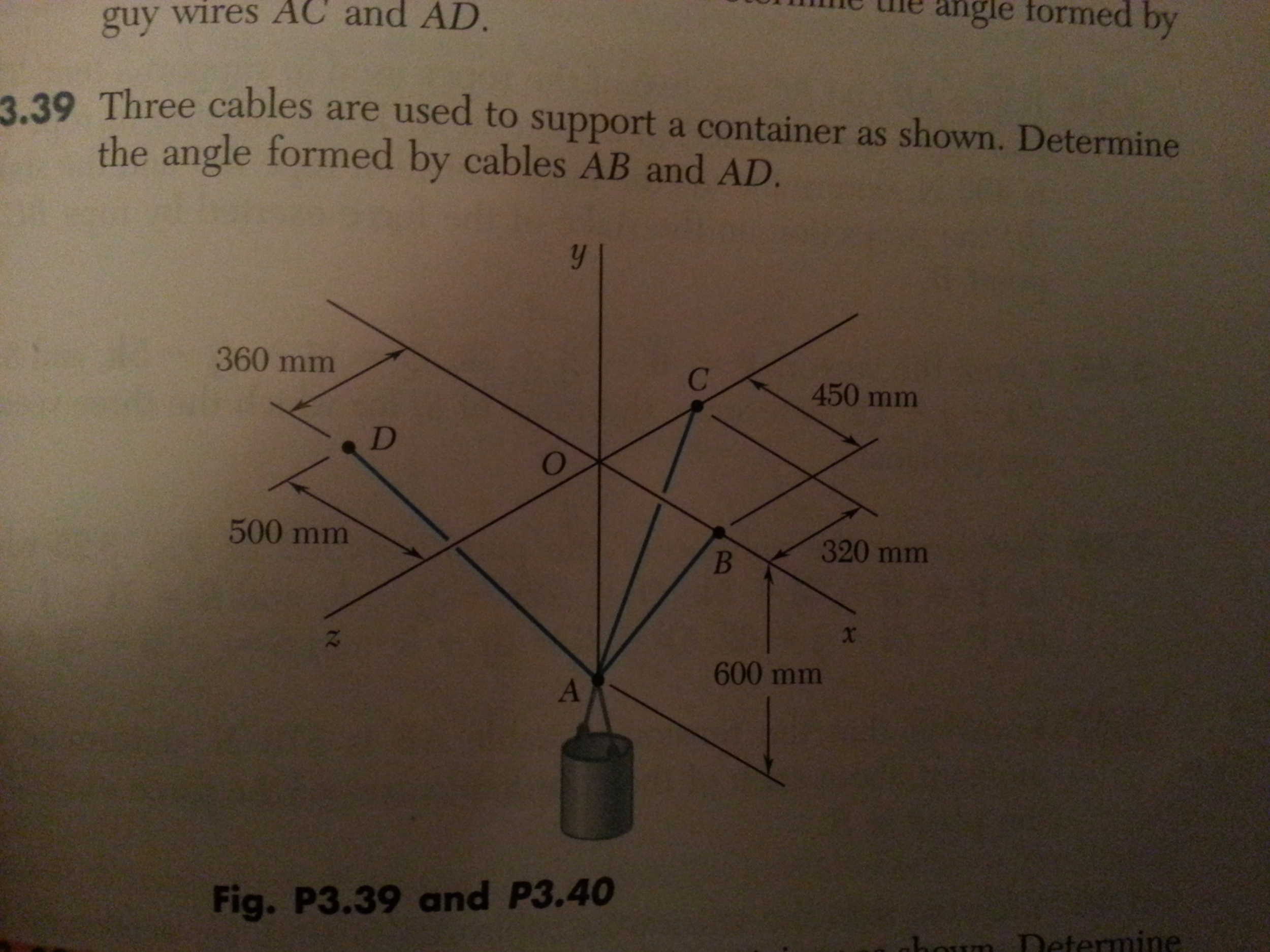 Solved Three Cables Are Used To Support A Container As