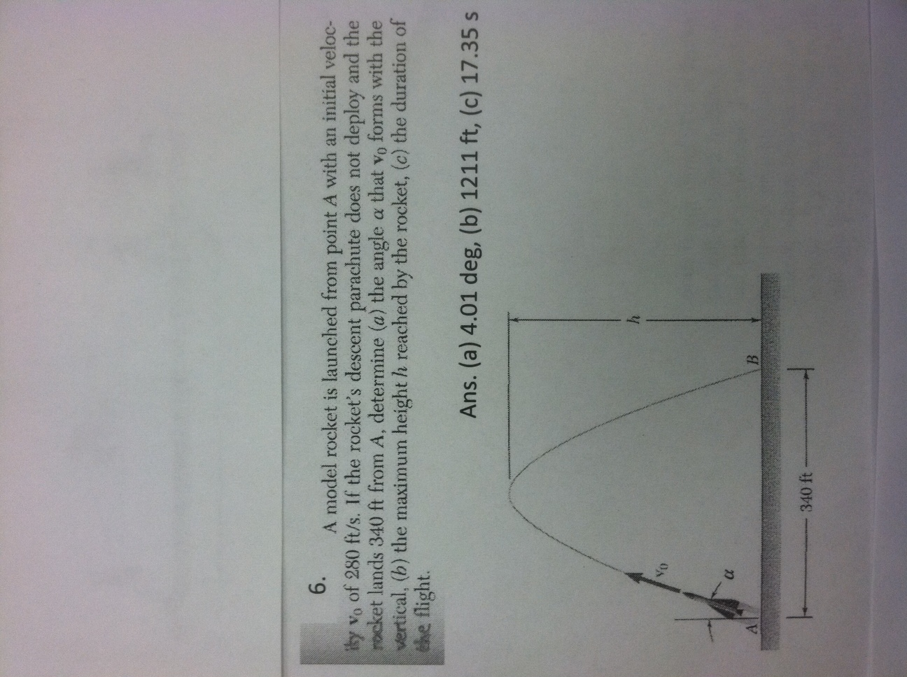 Solved A model rocket is launched from point A with an