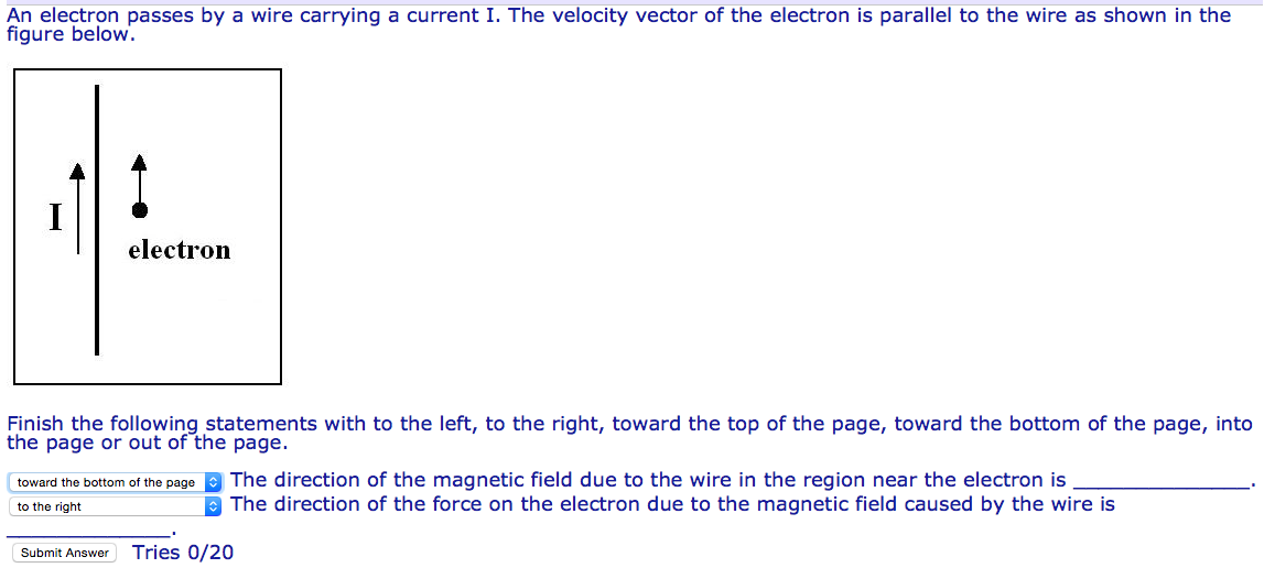 Solved An electron passes by a wire carrying a current I. | Chegg.com