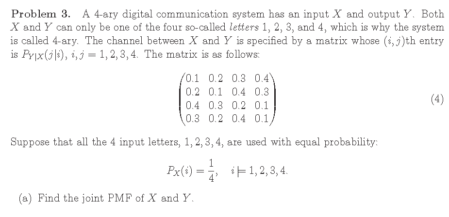 (b) Find the marginal PMF of Y . (c) Given that Y = | Chegg.com