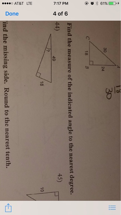 find the measure of the indicated angle round to the nearest degree