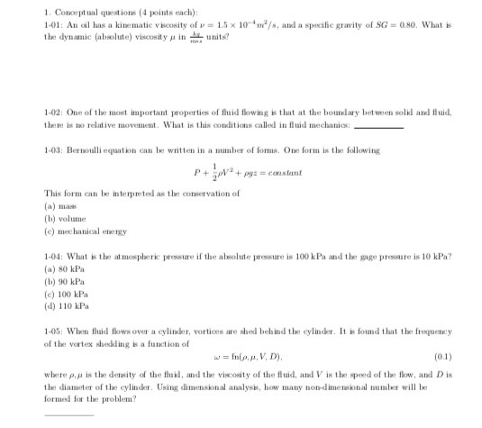 Solved An oil has a kinematic viscosity of v = 1.5 times | Chegg.com