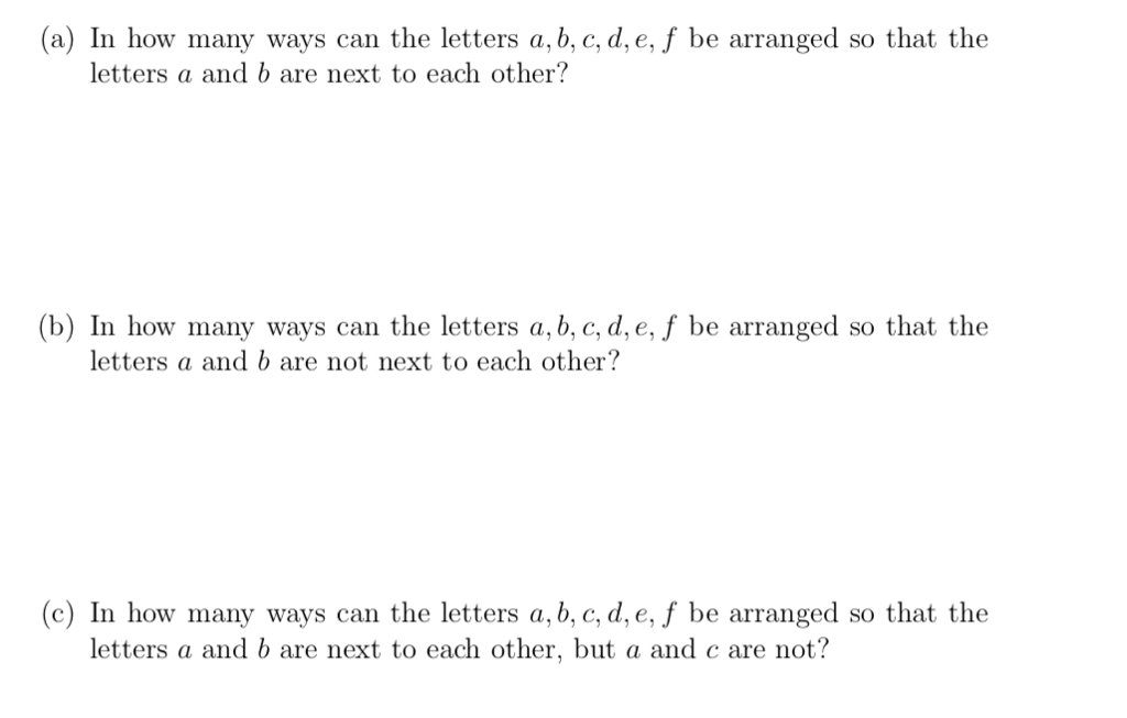 Solved (a) In How Many Ways Can The Letters A, B, C, D, E, F | Chegg.com