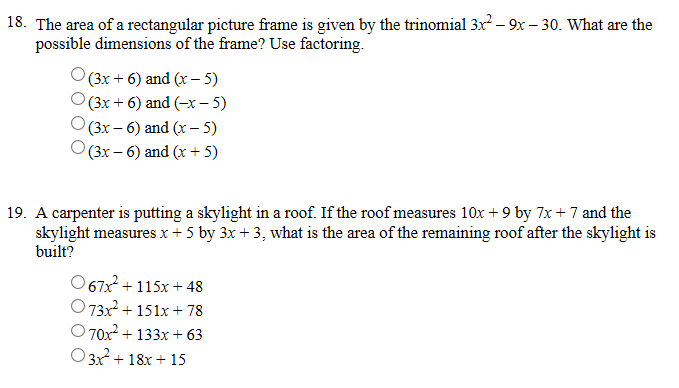 Solved The area of a rectangular picture frame is given by | Chegg.com