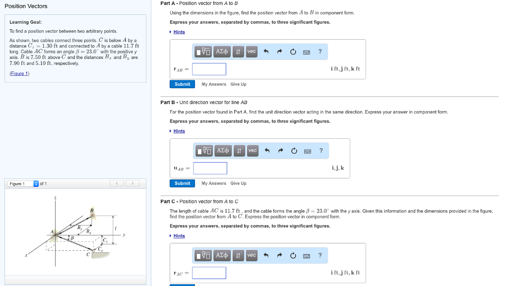 Part A-Position vector from A to B Position Vectors | Chegg.com