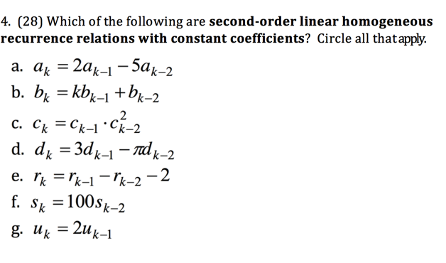 Solved Which Of The Following Are Second Order Linear 1054