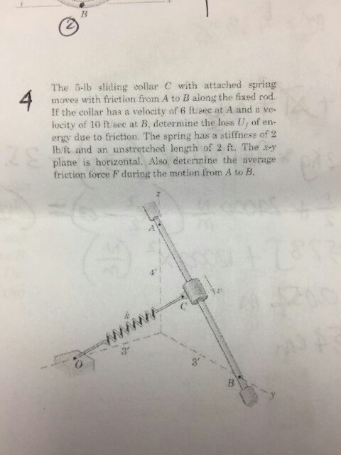 Solved The 5-lb sliding collar C with attached spring moves | Chegg.com