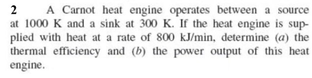 Solved A Carnot heat engine operates between a source at | Chegg.com