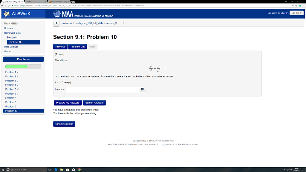 Solved WeBWorK MAA MAHEMATICAL ASSOCIATION OF AMERICA Logged | Chegg.com
