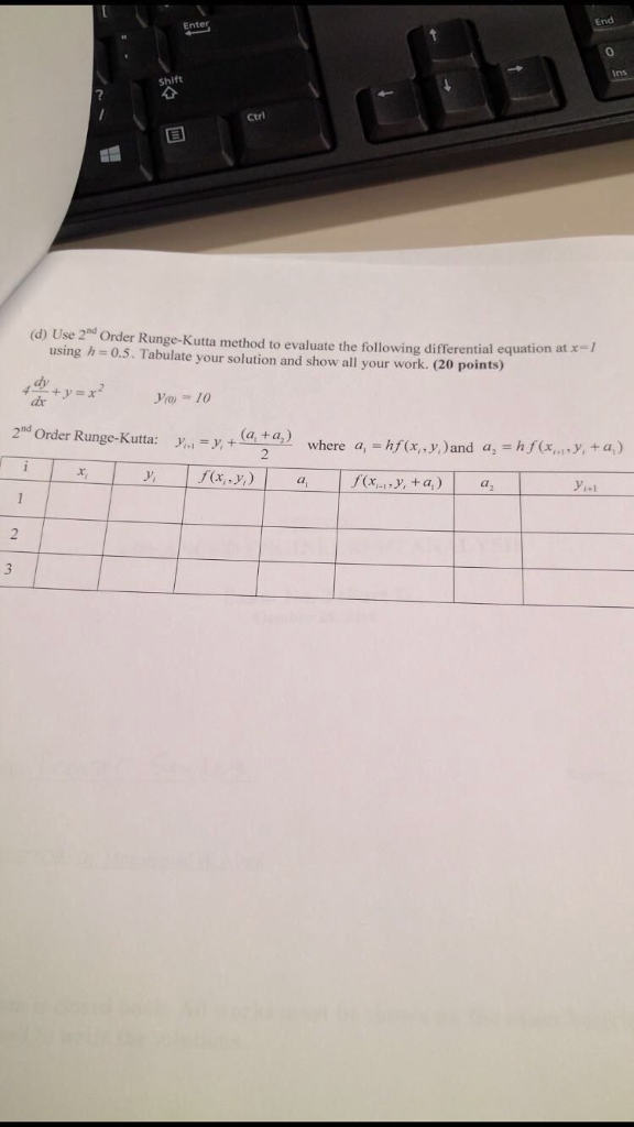 Solved ins Shift ctrl (d) Use 2nd Order RungeKutta method