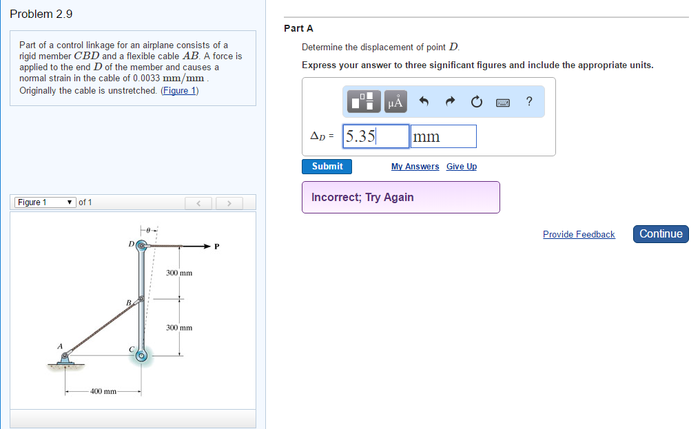 Solved Part of a control linkage for an airplane consists of