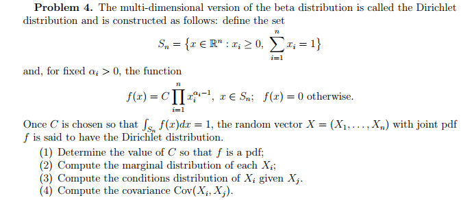 Problem 4. The Multi-dimensional Version Of The Beta | Chegg.com