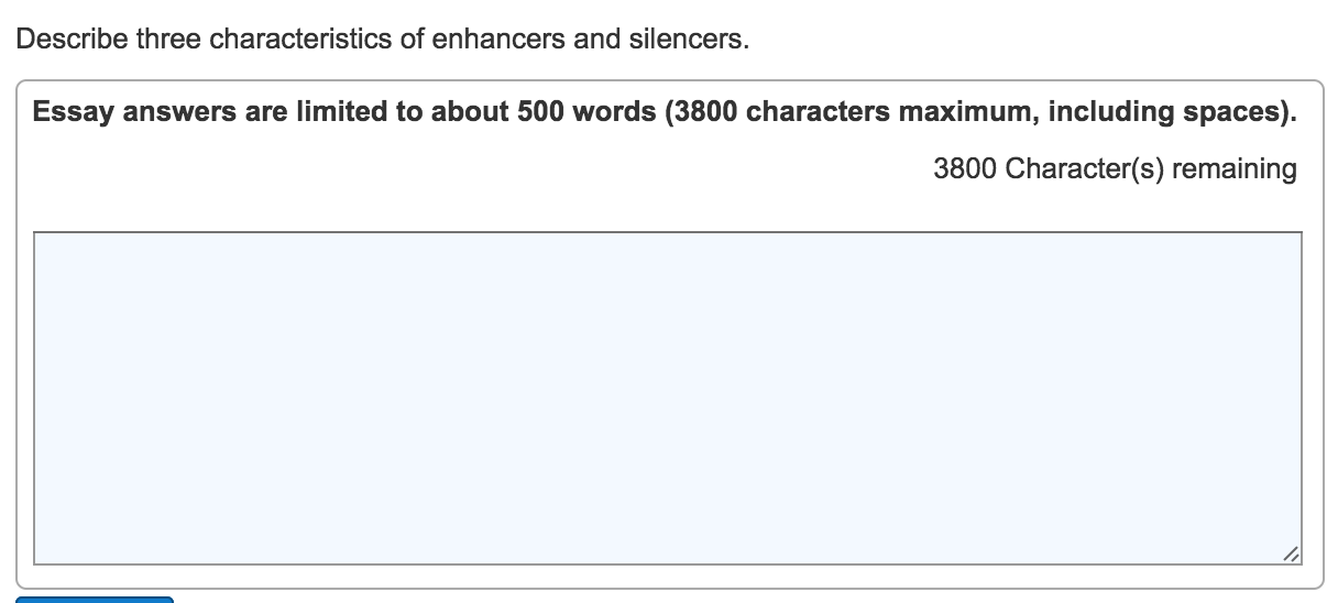 essay answers are limited to about 500 words