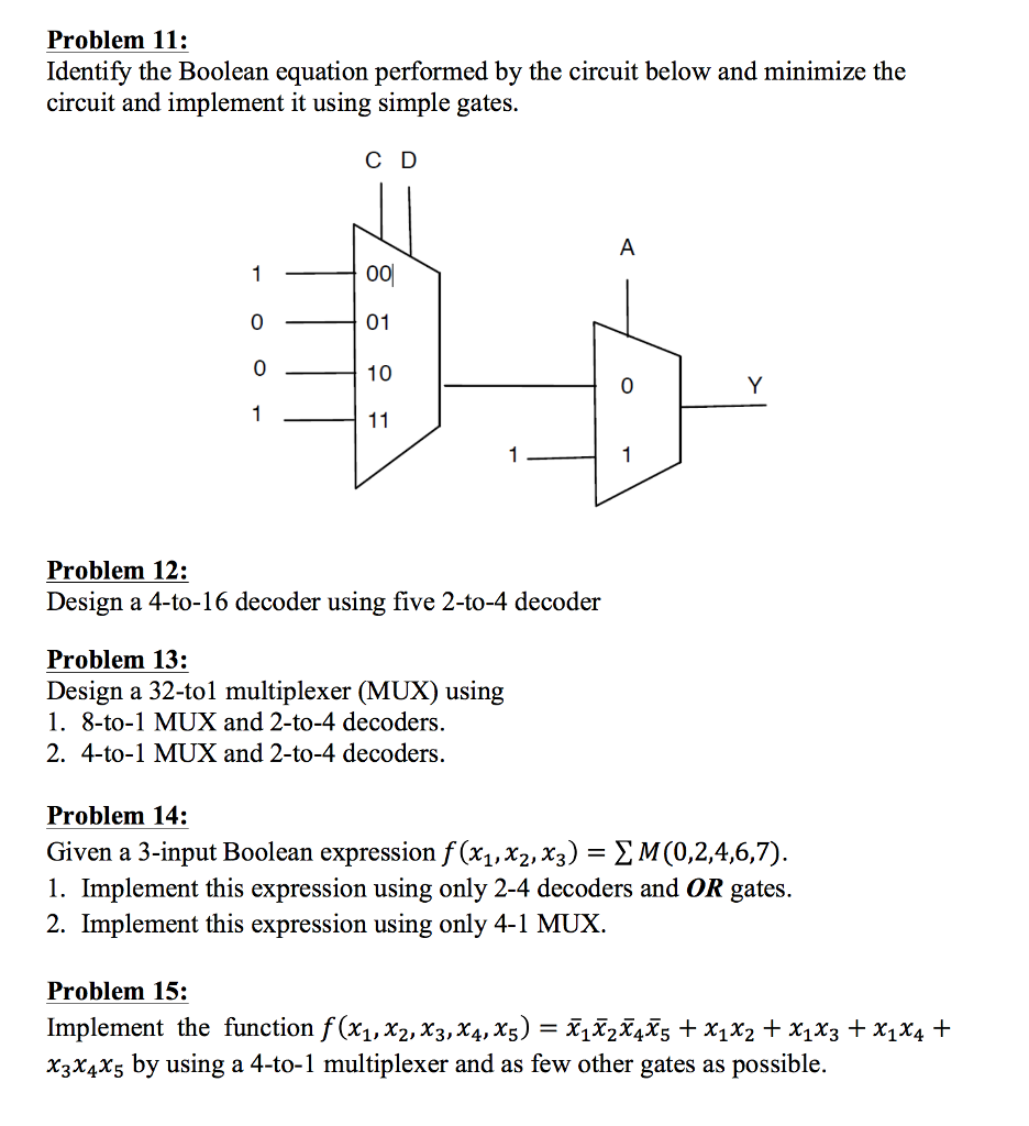 Solved Problem 1: Simplify the following equations using | Chegg.com