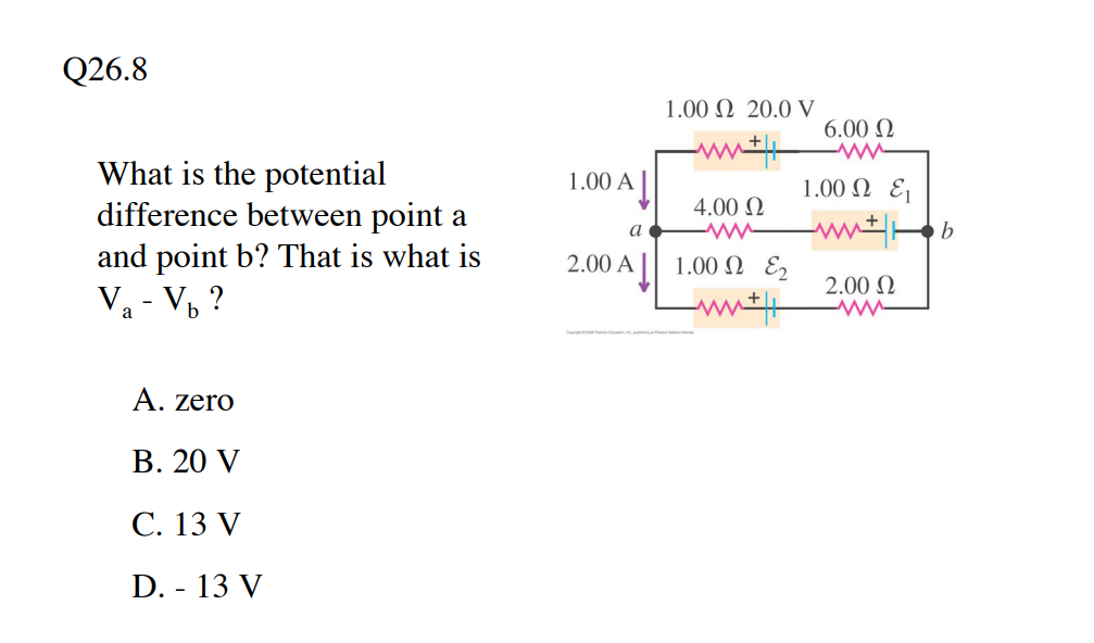 Solved What is the potential difference between point a and | Chegg.com