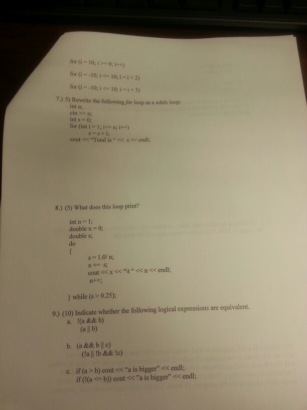 Solved For (i = 10; i >= 0; i++) for (i = -10; i