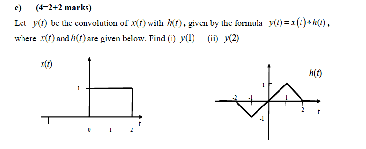 Solved e) (4-2+2 marks) Let y(t) be the convolution of x(t) | Chegg.com