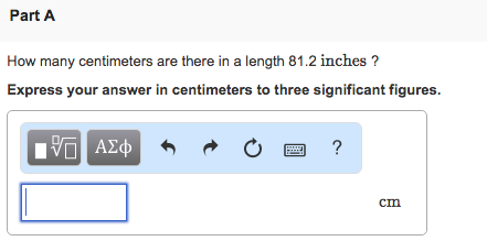 Solved: Part A How Many Centimeters Are There In A Length | Chegg.com
