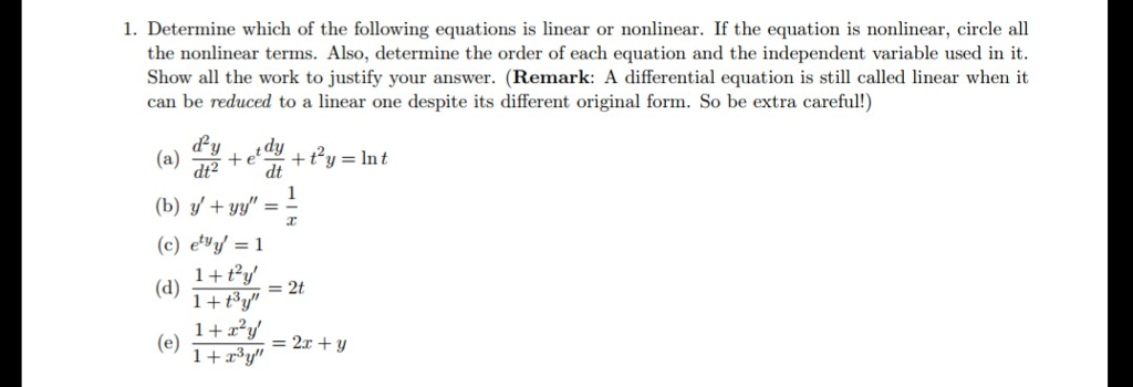 Solved 1. Determine which of the following equations is | Chegg.com