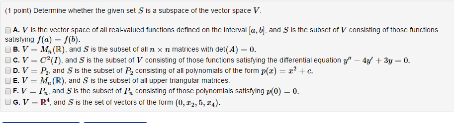 Solved Determine Whether The Given Set 5 Is A Subspace Of