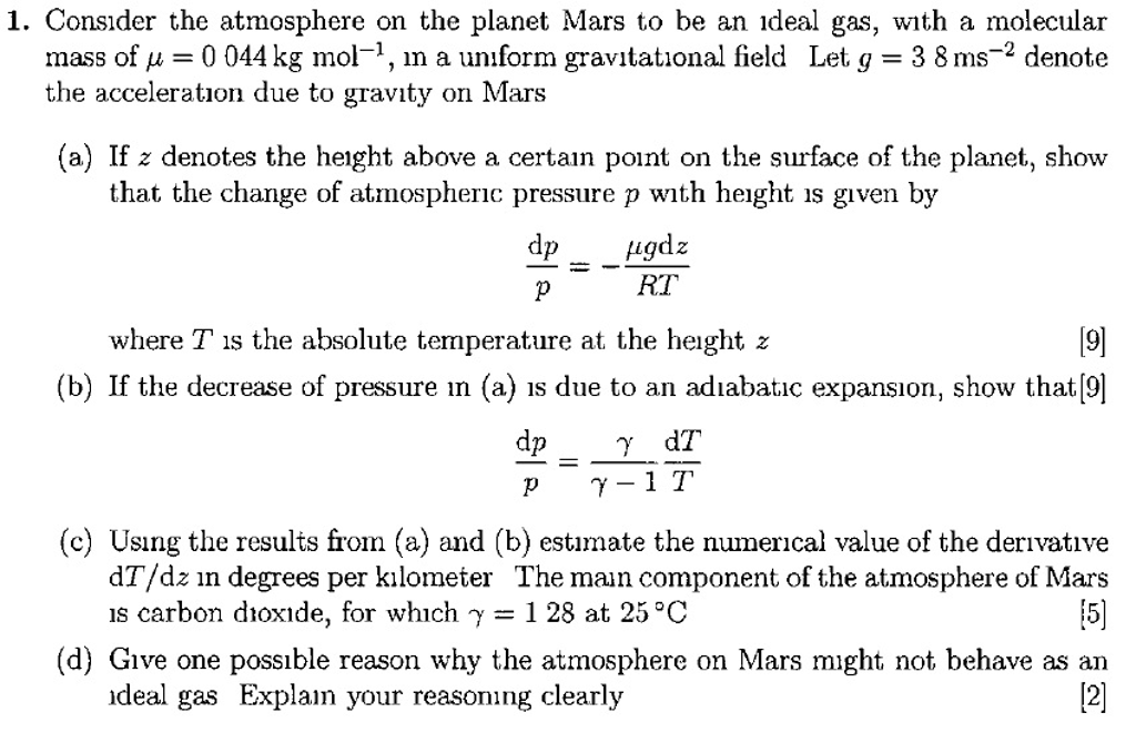 consider-the-atmosphere-on-the-planet-mars-to-be-an-chegg