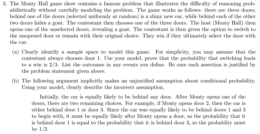 Solved The Following Is About The Monty Hall Game Show Chegg Solved the following is about the monty hall game show chegg