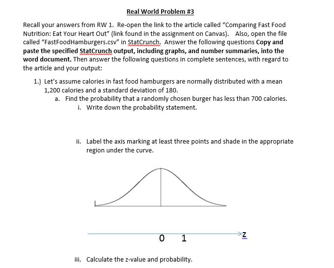 Solved Real World Problem #3 Recall Your Answers From RW 1. | Chegg.com