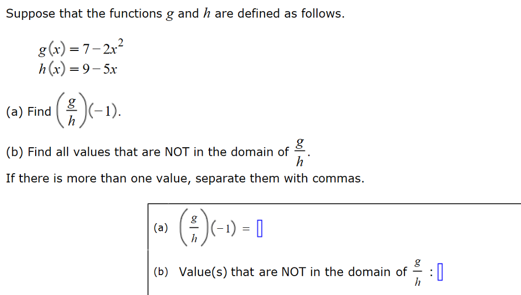 Solved Suppose that the functions g and h are defined as | Chegg.com