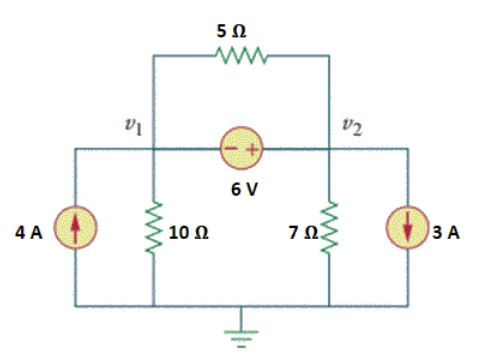 Solved 5Ω U1 u2 6 V 4 A 10Ω 7Ω 3 A | Chegg.com