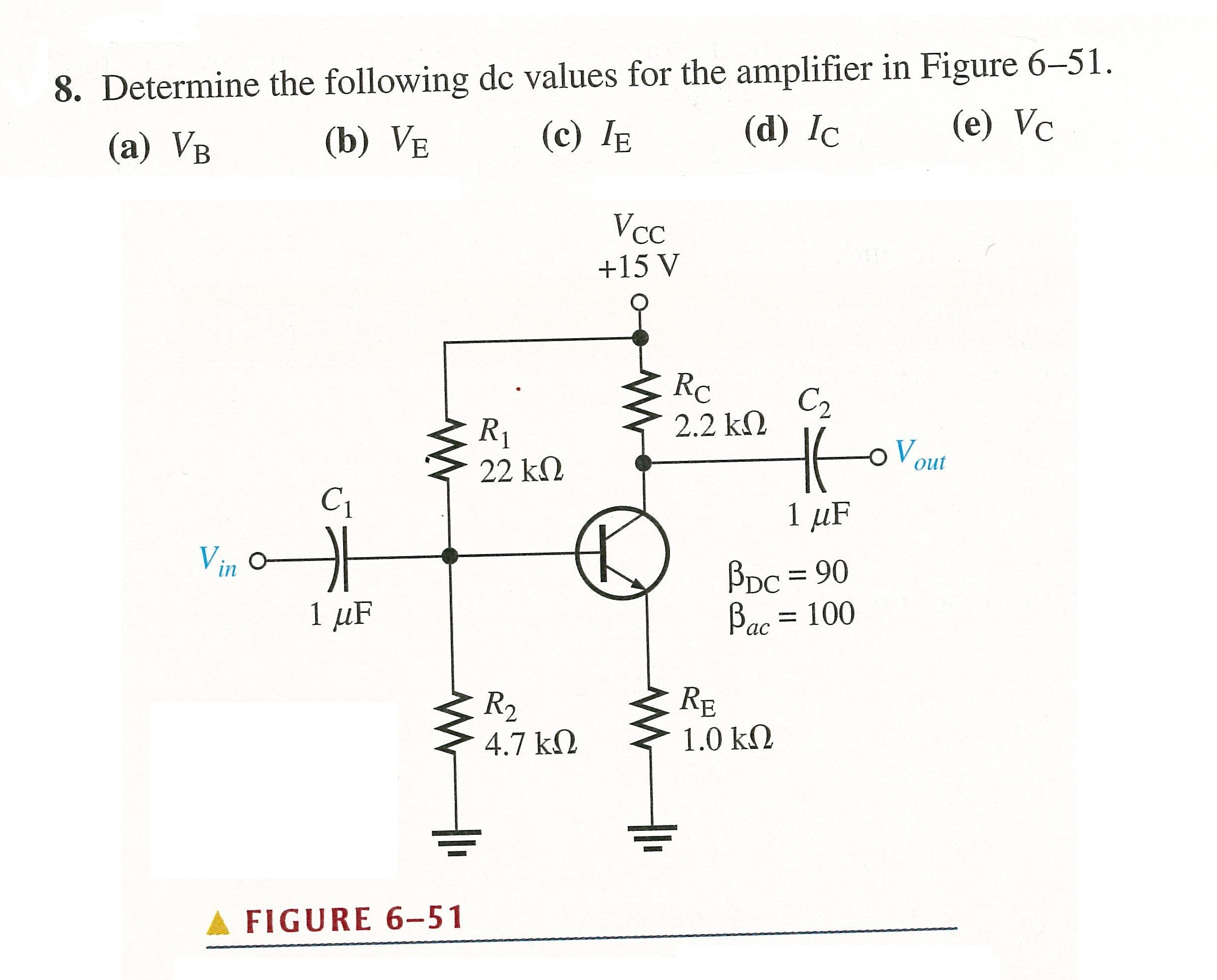 Solved 8. Determine The Following Dc Values For The | Chegg.com