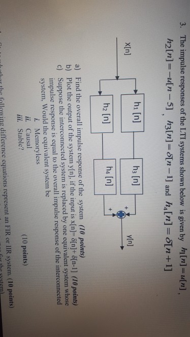 Solved 3 The Impulse Responses Of The Lti Systems Shown