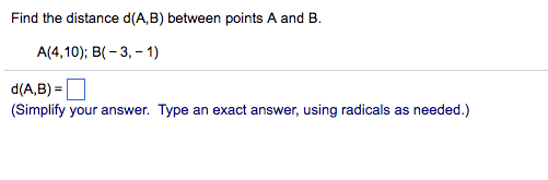 Solved Find The Distance D(A, B) Between Points A And B. | Chegg.com