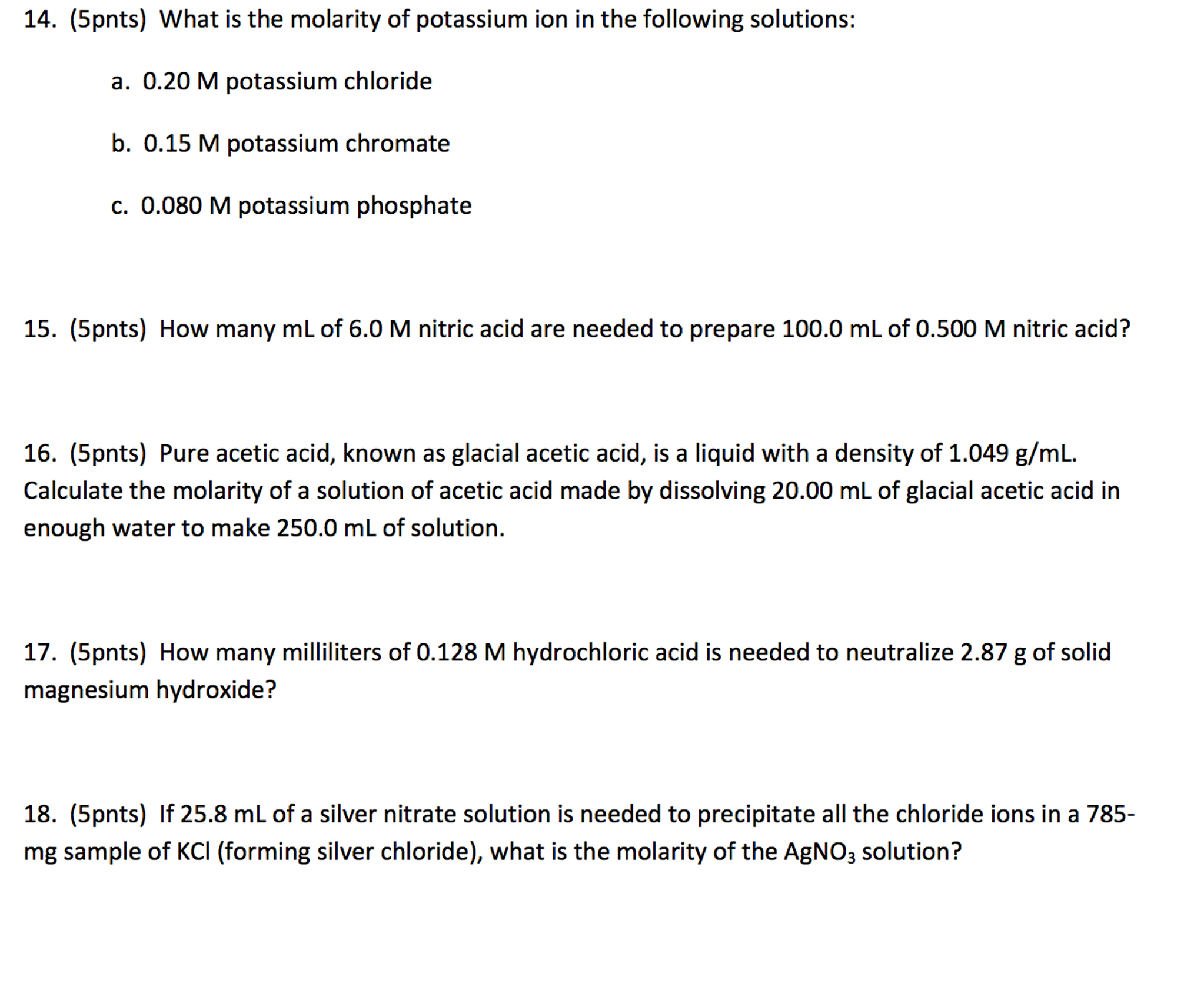 Need help with chemistry homework answers