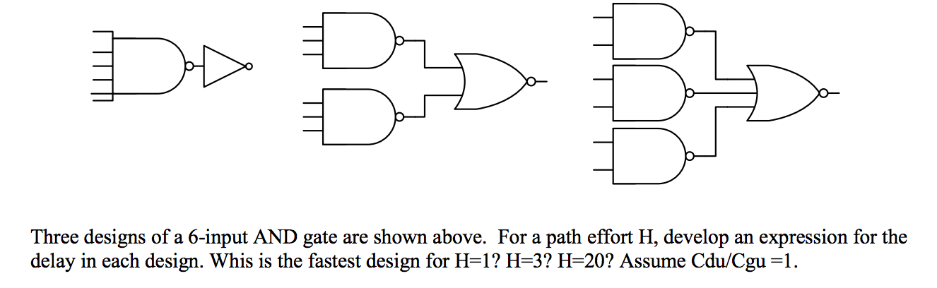 Solved Three designs of a 6-input AND gate are shown | Chegg.com