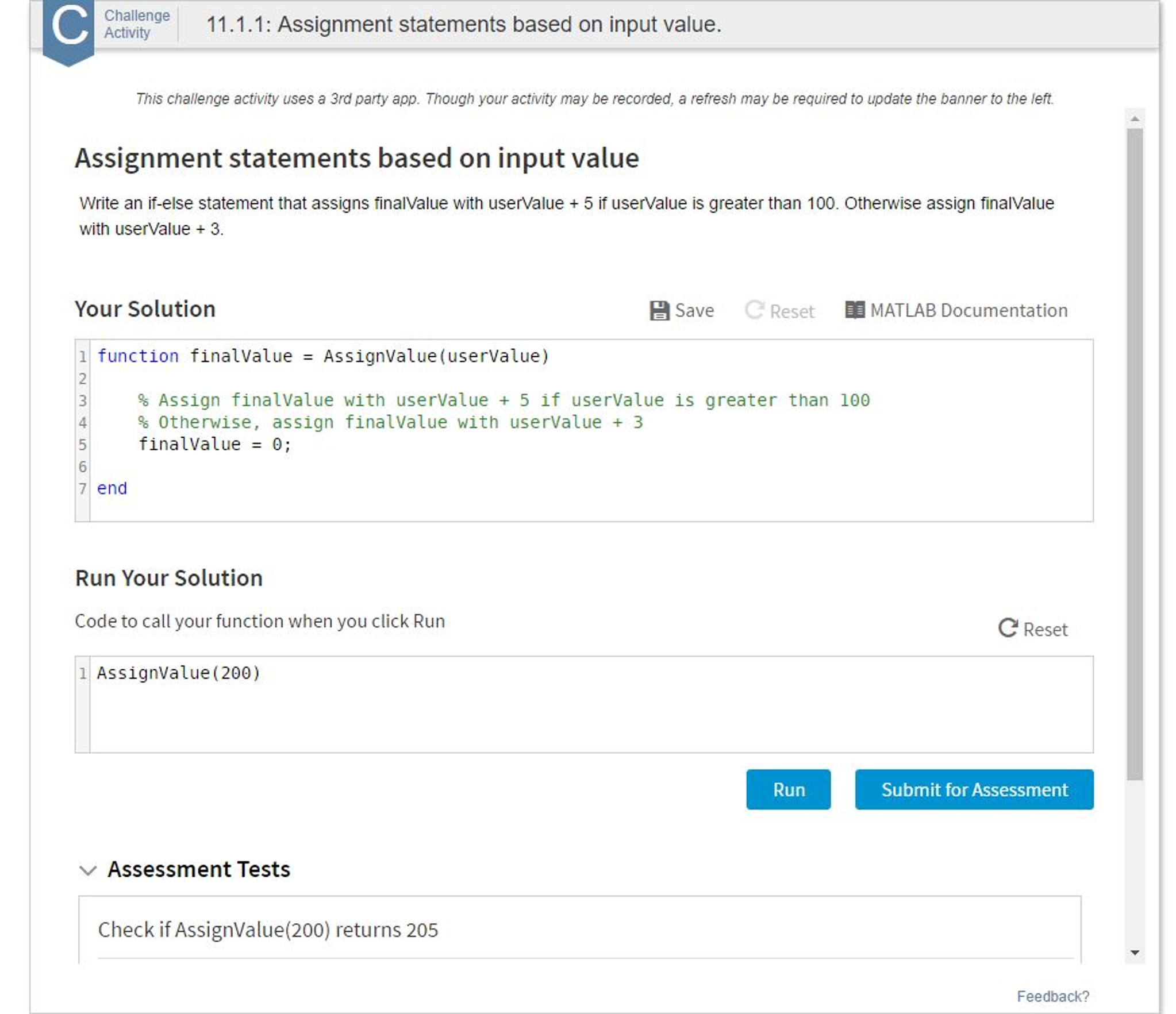 Solved Write an if-else statement that assigns finalValue | Chegg.com