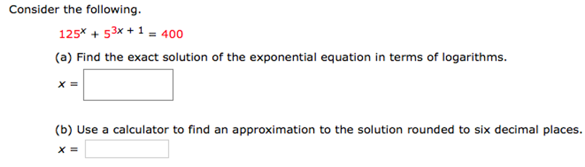 Solved Find the solution of the exponential equation, as in | Chegg.com