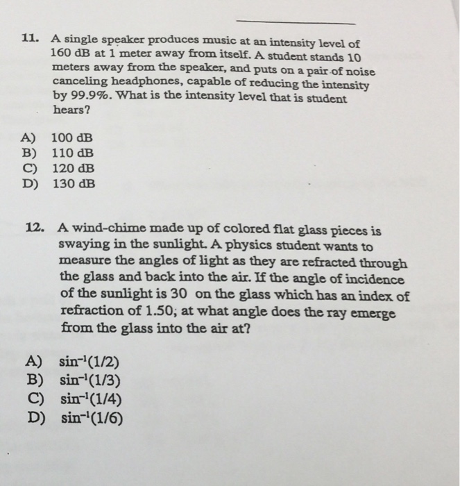 Solved A single speaker produces music at an intensity level | Chegg.com