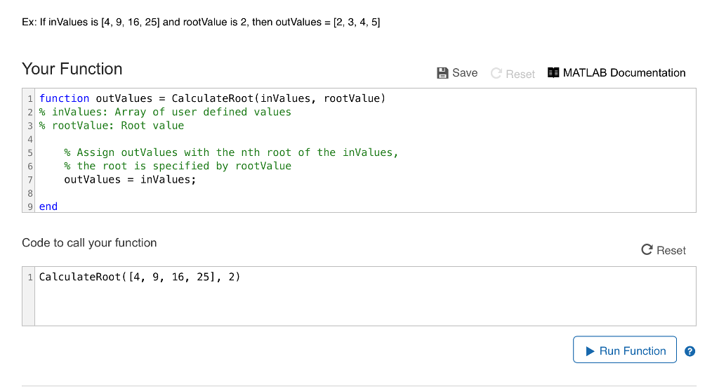 Solved Ex: If inValues is [4, 9, 16, 25] and rootValue is 2, | Chegg.com
